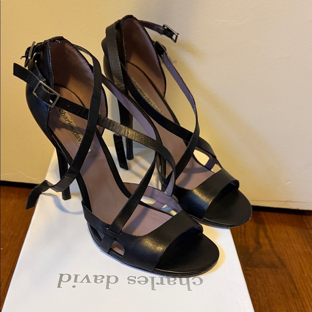 Charles David Black Strappy Stiletto Sandals
